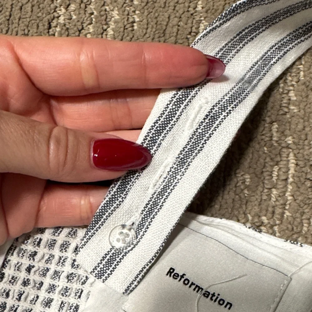 Reformation Blue and White Striped Button-Up Blouse - Picture 6 of 6